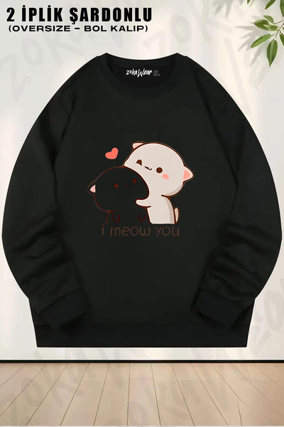 ZOKAWEAR Funny Cat Printed T-Shirt Cute Bubu Dudu Printed Crew Neck Sweatshirt