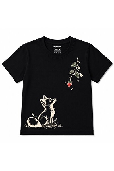 Rabona Fashion Tricou pentru copii cu grafică Vulpe și Floare de Căpșună