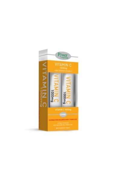 OEM Δύναμη της Φύσης Βιταμίνη C 1000mg + 500mg με Στέβια 40 Αναβράζοντα Δισκί...