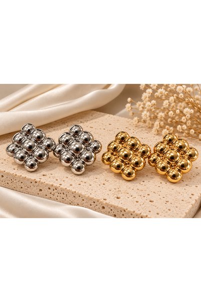 MİLANO BEAUTYS Bubble Earrings – Square Bubble Design Women's Earrings with G...