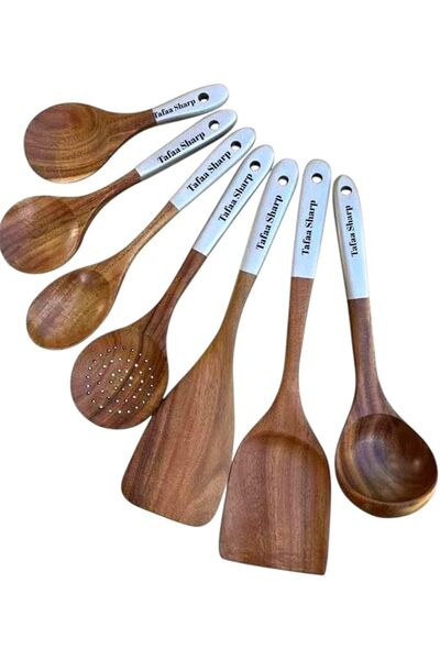 Generic Kitchen Utensils Set, 7-Piece, Nonstick Wooden Spoons, Spatulas, Comf...