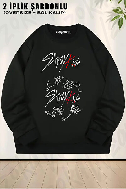 ZOKAWEAR Stray Kids Signature Front and Back Printed Crew Neck Sweatshirt