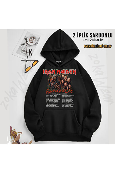 ZOKAWEAR Iron Maiden Metal Music Tour Printed Hooded Sweatshirt