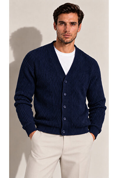 viyamen Men's V-Neck Buttoned Medium Slim Top Jacket