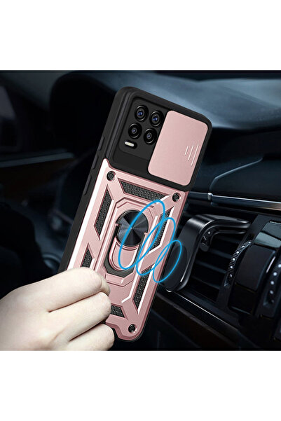 ERBORD Husă tip armură pentru Realme 8 / 8 Pro, CamShield Slide, Rose Gold