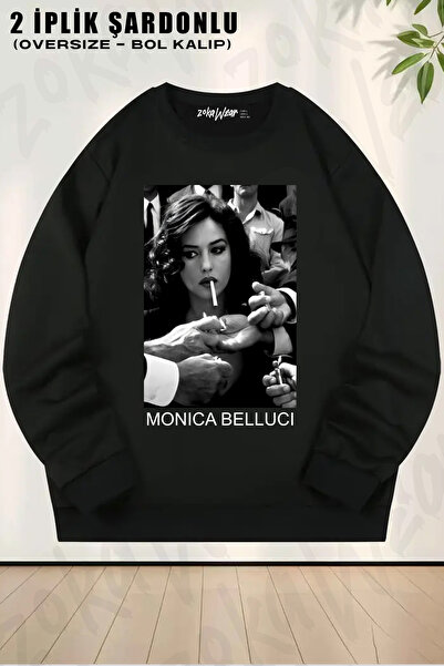 ZOKAWEAR Smoke Monica Belluci Printed Crew Neck Sweatshirt