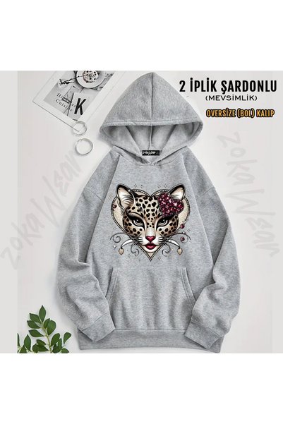 ZOKAWEAR Y2K Vintage Leopard Printed Hooded Sweatshirt