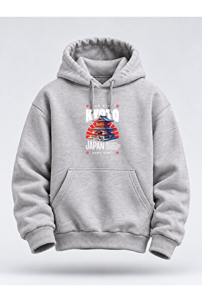Kyoto Japan Baskılı Unisex Hoodie – Japon Tapınağı Temalı Kapüşonlu Sweatshirt