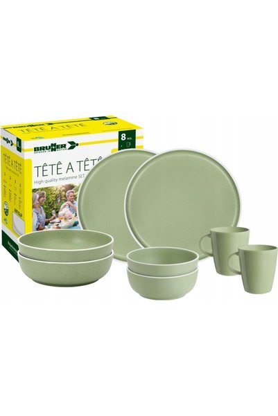 Brunner Set de masă din melamină tête-à-tête verde Dolomit 8 piese