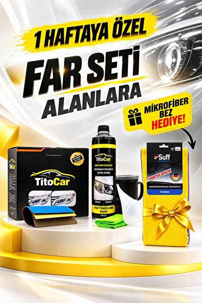 titocarotobakım TitoCar Far Temizleme Seti + Mikrofibez Bez Hediyeli
