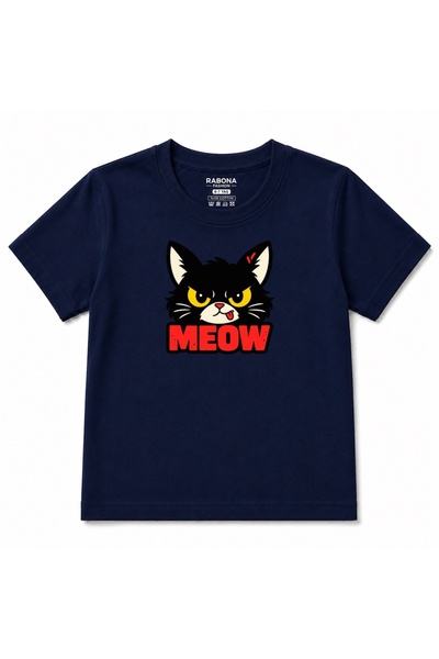 Rabona Fashion Grumpy Meow Angry Cat Graphic Kids T-Shirt