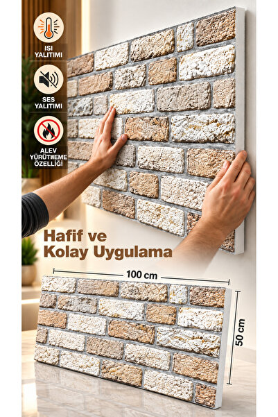 UKAB DEKOR 100x50 Cm 3D Isı ve Ses Yalıtımlı Strafor Duvar Paneli