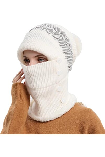 AZONEE Women Winter Beanie Hats One-Piece Fleece Lined Knit Balaclavas Mask S...
