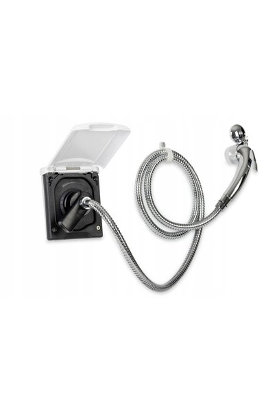 REIMO Duș exterior cu mixer 12V, cap de duș alb cu furtun de 150 cm, carbest