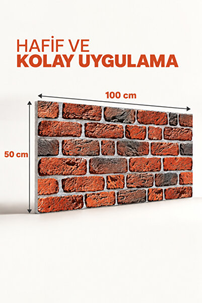 UKAB DEKOR 100x50 Cm 3D Strafor Duvar Paneli Isı ve Ses Yalıtımlı Dekoratif D...