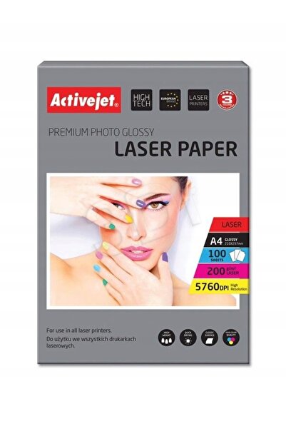 ActiveJet Hârtie foto A4 200g/m², 100 de coli, pentru imprimante laser