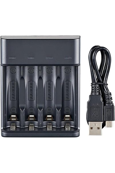 EACAM شاحن بطاريات ذكي بـ 4 فتحات لبطاريات AA/AAA Ni-MH، شحن سريع، توصيل USB ...