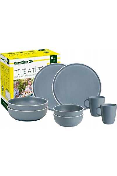 Brunner Set de masă din melamină tête-à-tête albastru Dolomit 8 piese