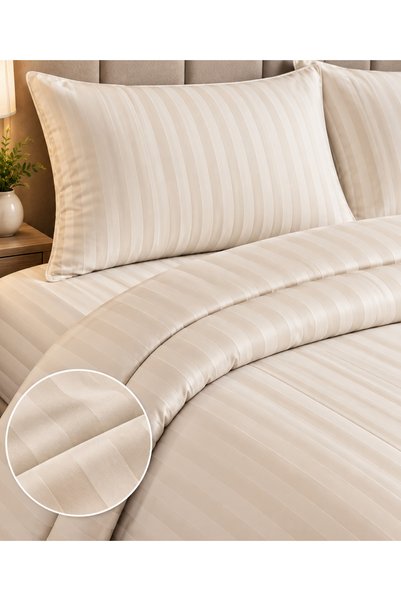 HOME AURAA Cotton Ease Single Comforter Set with Pillow Cover- 140×200 cm – Beige I 100% Premium Cotton I 250 Thread Count.