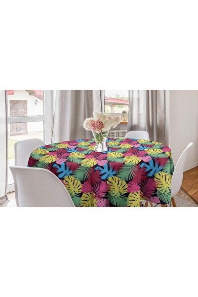 Abakuhaus Față de masă rotundă botanică cu model de frunze 60x60cm