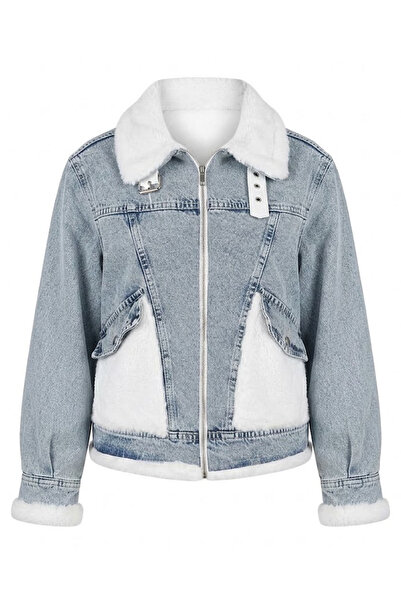 Noa&Noa Pockets Plush Denim Jacket-Light Blue Light Blue