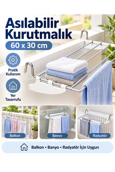 HARWELL Kurufer Çamaşır Kurutmalık/Kalorifer Petek Üstü Kurutmalık