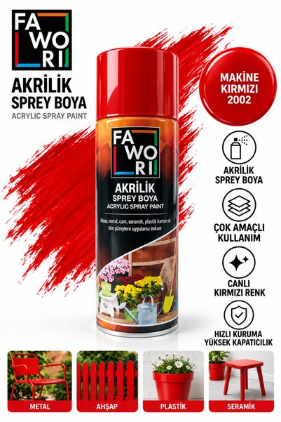 Fawori Akrilik Sprey Boya Ahşap Metal Cam Seramik Plastik İçin Çok Amaçlı Spr...