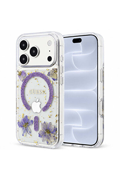 Guess Θήκη για iPhone 17 Pro, iPhone 18 Pro, με λουλούδια από ρητίνη και γκλί...
