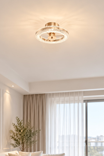 Turanconcept İnci Tekli Plafonyer Modern Tasarım Enerji Tasarruflu Led Avize 3 Renk Işık Kristal Görünüm Oturma Odası Yemek Odası Salon Yatak Odası(ÇAP - 30 CM)