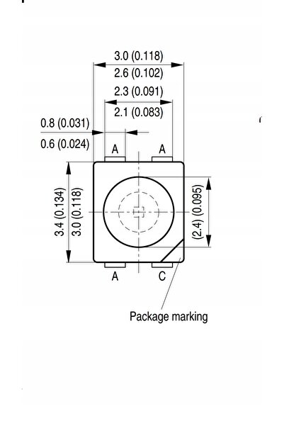 Osram LSE6SF-AABB-1-3A4B Diodă LED SMD PLCC4 roșie, lampă de stop - 100 bucăți