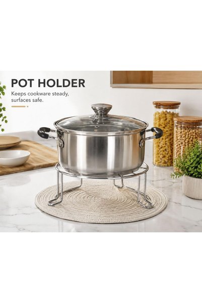 Generic Multipurpose Pot Holder Stand for Kitchen, Metal Cookware & Serving Dish Stand, Heat Resistant Pan & Bowl Rack, Stable Raised Holder for Pots, Plates & Hot Dishes