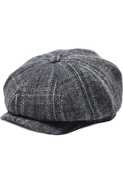 GENERAL BOTVELA Men's 8 Piece Wool Blend Newsboy Flat Cap Herringbone Pattern...