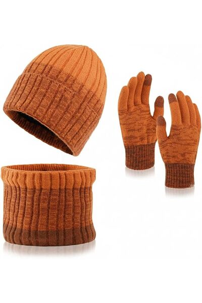 EXCEFORE Men's Winter Beanie Hat, Scarf, and Gloves Set, Touchscreen Gloves, ...