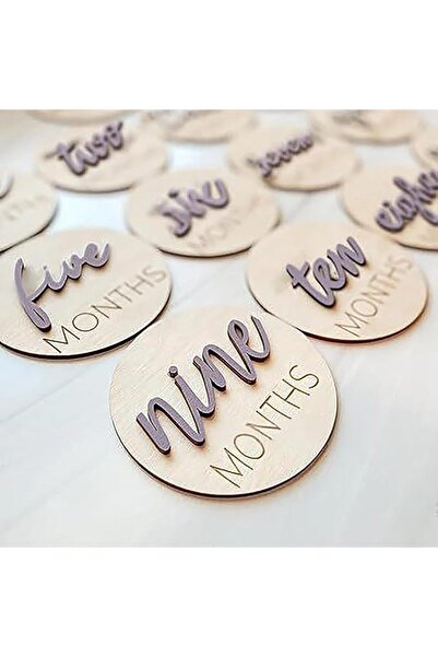 Generic Baby Monthly Milestone Wooden Discs, 10cm Photo Props, 1-12 Months, S...