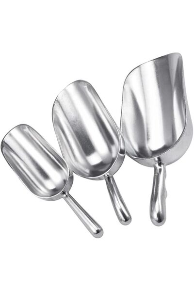 TERRIFI 3-Pcs Cast Aluminum Utility Scoop, Round Bottom Utility Scoops for Ic...
