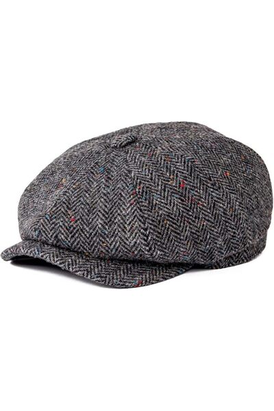 GENERAL BOTVELA Men's 8 Piece Wool Blend Newsboy Flat Cap Herringbone Pattern...