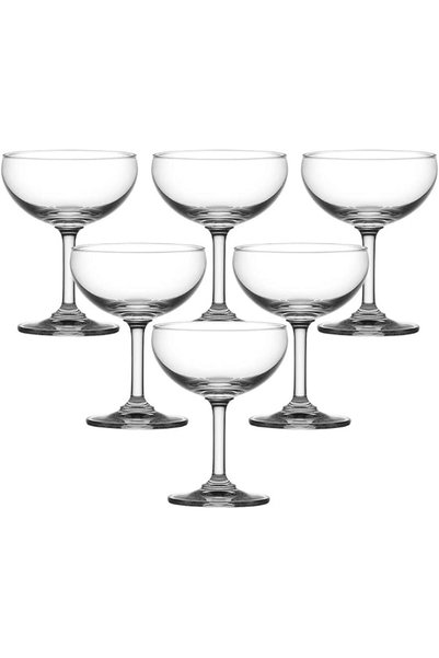 OceanLED Ocean Classic Saucer Champagne Glass Set, 200ml, Set of 6, Clear