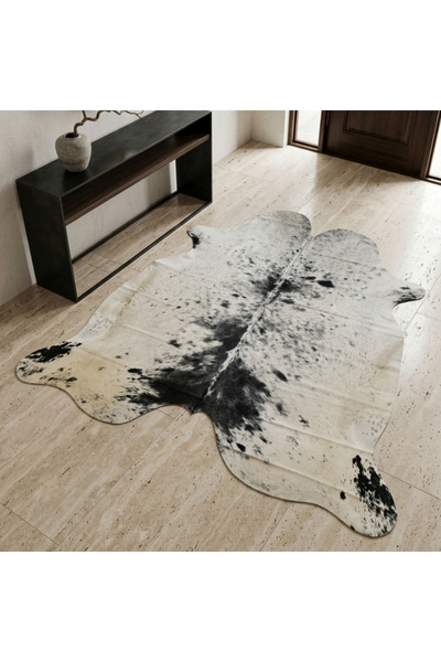 Beyaz Salt&Pepper XXL Ebat İthal Premium Hakiki Dana Postu 240x220cm