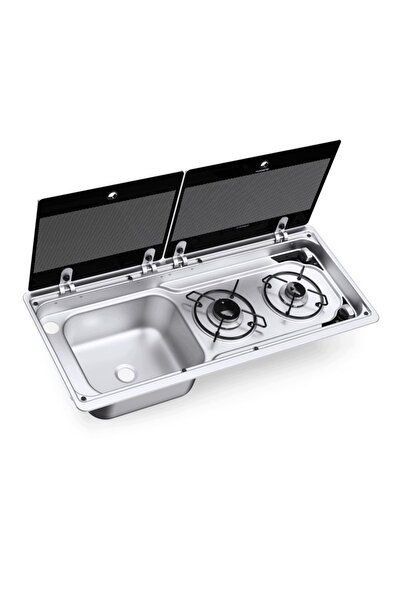 Dometic Aragaz cu 2 arzătoare, cu chiuvetă și capac de sticlă MO 9722L