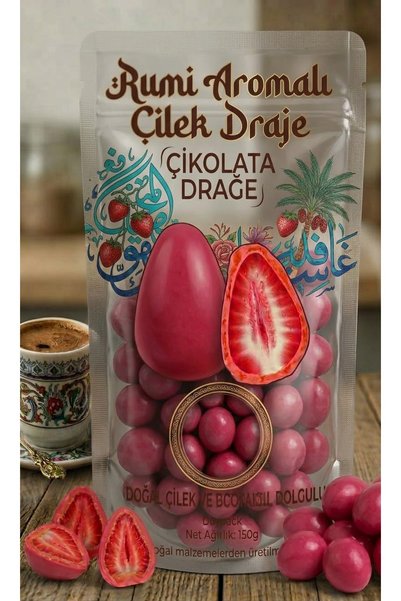 HAR-UM Ticaret RUMİAROMALI ÇİLEK BÜYÜK BOY DRAJE-KAHVE YANI 150 GR