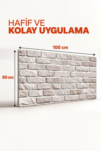 UKAB DEKOR 100x50 Cm 3D Strafor Duvar Paneli Isı ve Ses Yalıtımlı Dekoratif D...
