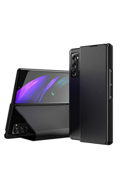 XGSM Husă din Kevlar și carbon pentru Samsung Galaxy Z Fold2 5G, Negru