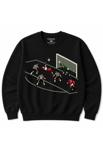 Rabona Fashion Flying Strike Football Action Graphic Sweatshirt