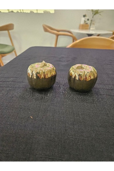 MİMSEGÜN DEKOR Gold Pumpkin Salt Shaker