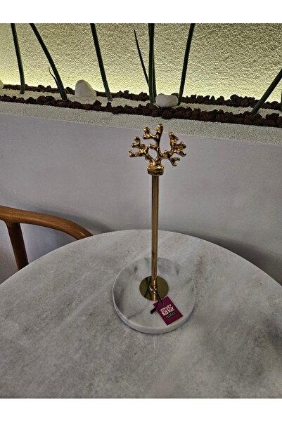 MİMSEGÜN DEKOR Gold Detailled Marble Towel Holder
