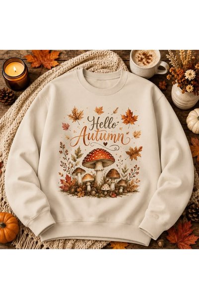 Vordevia Sweater Weather Hanorac supradimensionat din bumbac imprimat de toam...