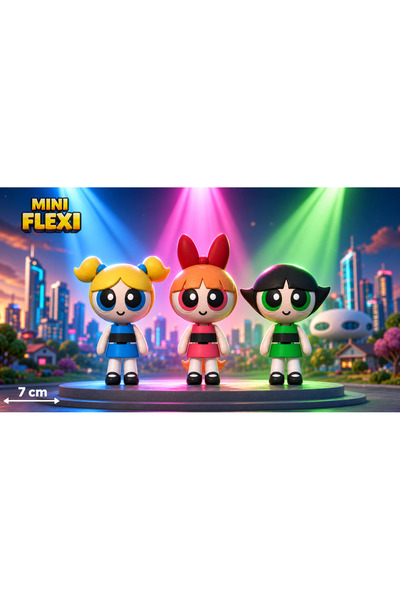 You Toys Powerpuff Girls / Blossom, Bubbles ve Buttercup Eklemli ve Hareketli...
