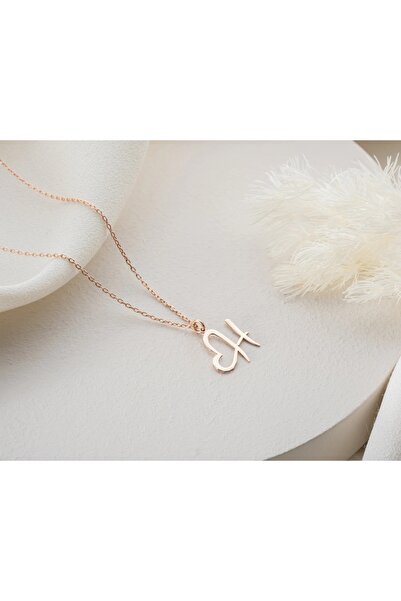 Papatya Silver 925 Ayar Gümüş Zarif Kişiye Özel Harfli Kalp Kolye.rose.gold.rodaj Renk Seçeneği