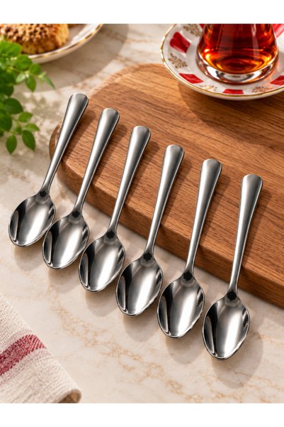 Felyra 6Pcs Stainless Steel Teaspoon Set Silver Color Tea Coffee Dessert Serv...