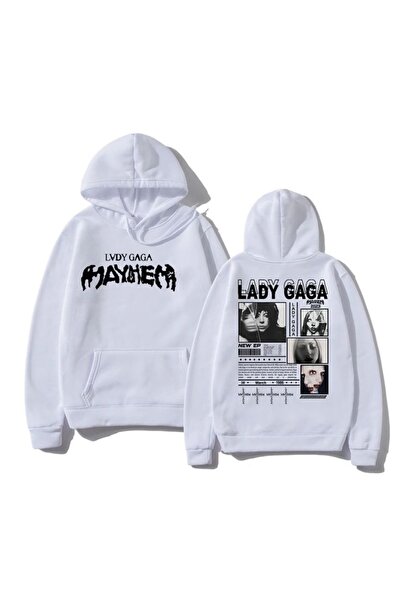 Vordevia Lady Gaga Βαμβακερό φούτερ με στάμπα και 3 κλωστές, υπερμεγέθες
